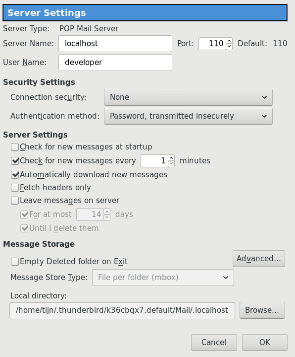 Thunderbird Settings